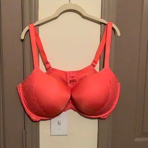 TORRID 44F PUSH-UP BRA CORAL WITH LACE